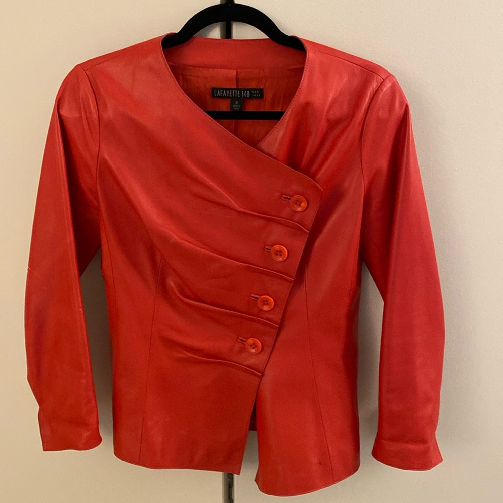 Lafayette 148 beautiful red leather jacket